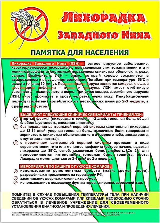 Памятка лихорадка Западного Нила